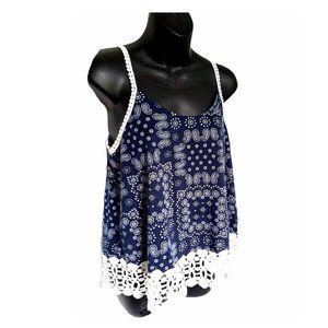 Boho Style Tank with Lace Trim